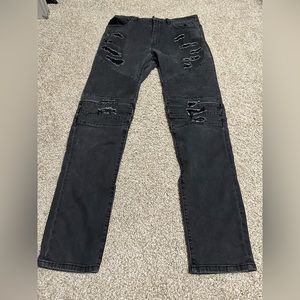 Reason Clothing Men's Grayson Slim Fit Denim Distressed Jeans Black-32x32